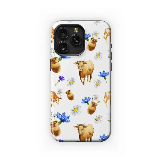 Samsung Galaxy S9 Watercolor Cows and Wildflowers Phone Case