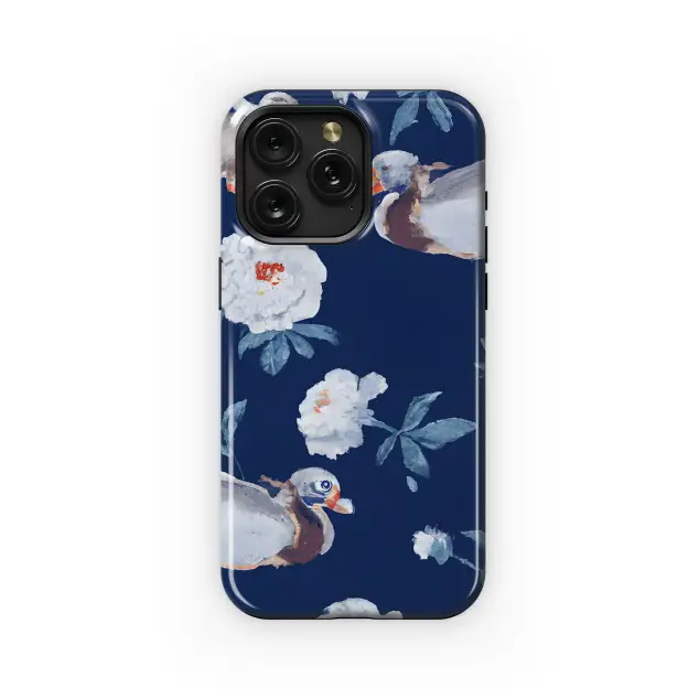 Samsung Galaxy Xcover 4 Blue Floral Peony with Ducks Phone Case