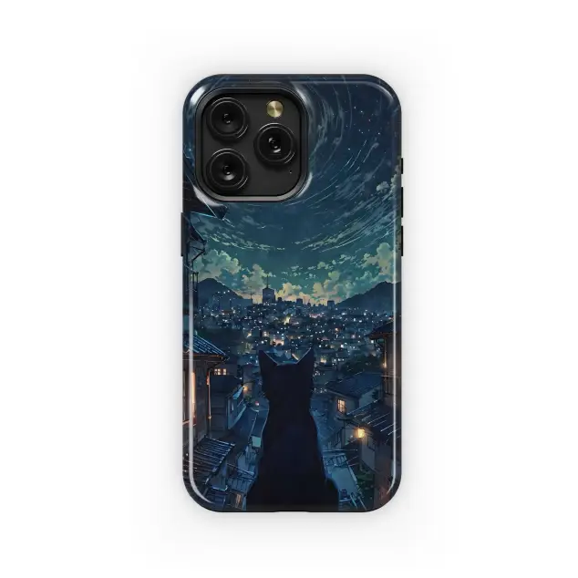 Samsung Galaxy Xcover 4 Night Cat Cityscape Moon Phone Case