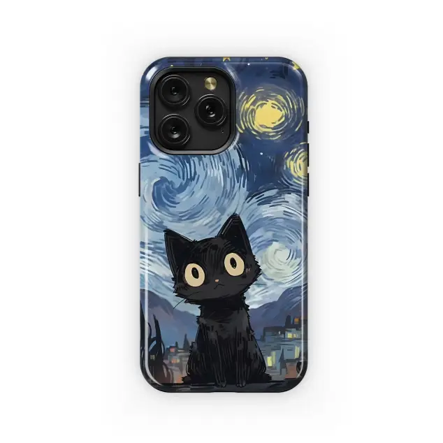 Xiaomi 12S Starry Night Black Cat Art Phone Case