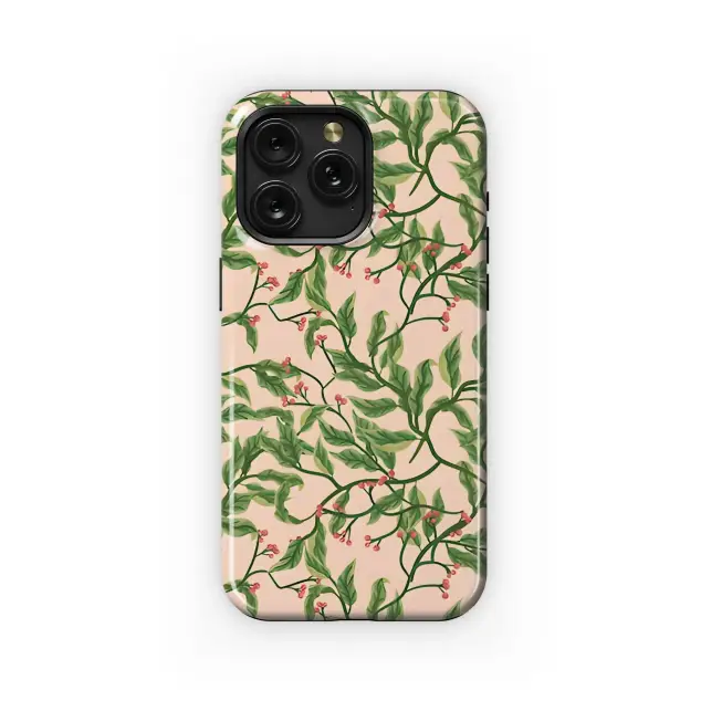 Xiaomi Mi 10T Lite 5G Green Foliage Pink Berry Pattern Phone Case