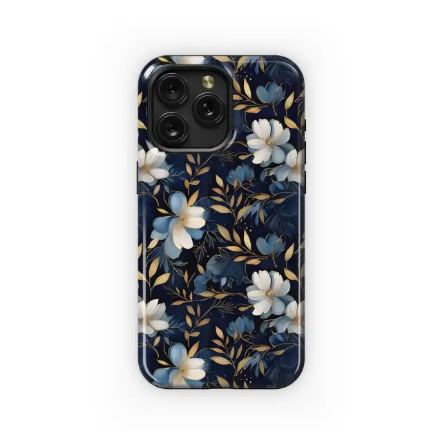 Xiaomi Mi 11 Lite Seamless White Blue Wildflower Leafs Phone Case