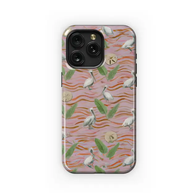 Xiaomi Poco F6 Watercolor Pastel Pink Wave Pelicans Phone Case