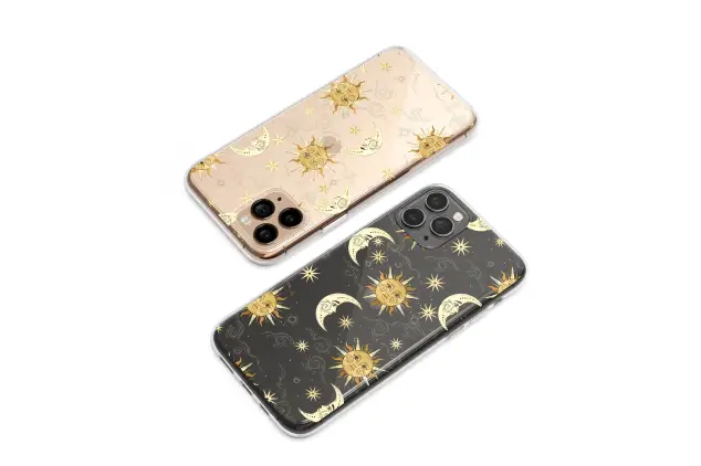 Xiaomi Poco M3 Pro 5G Clear Golden Celestial Sun and Moon Art Phone Case