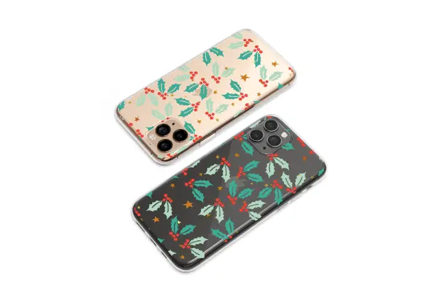 Xiaomi Poco X3 Pro Clear Festive Holly and Gilded Stars Phone Case