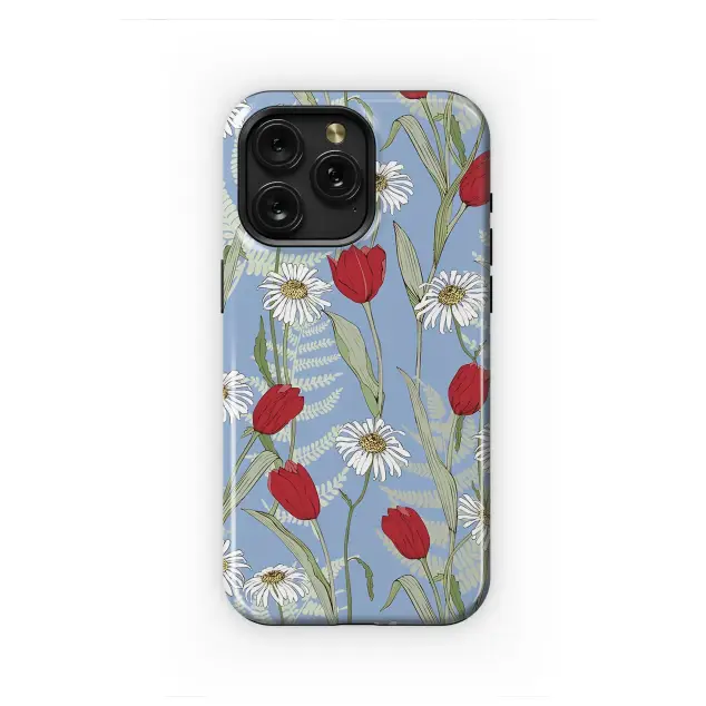 Xiaomi Poco X5 Crimson Tulip & Daisy Meadow Art Phone Case