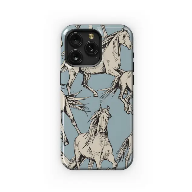 Xiaomi Redmi 10 2022 Beige Horses Blue Phone Case