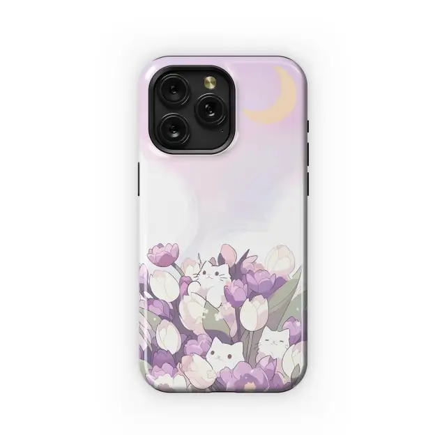 Xiaomi Redmi 12 5G Anime White Cat Tulips Phone Case