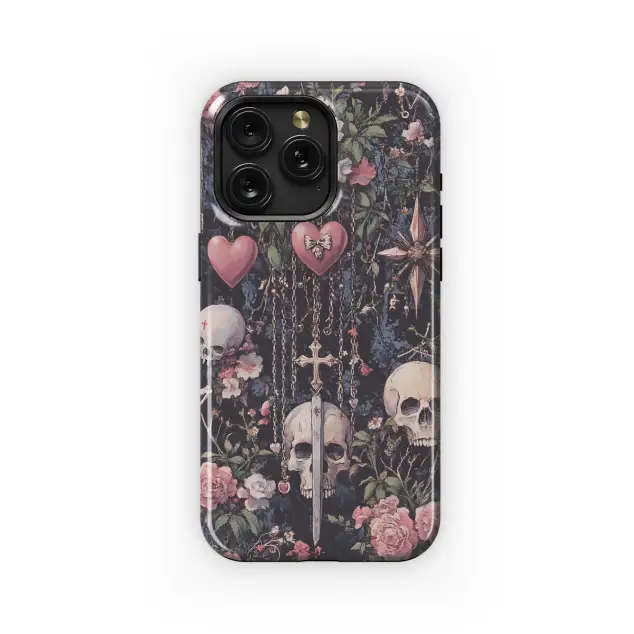 Xiaomi Redmi 12 5G Dark Floral Skull Design Phone Case