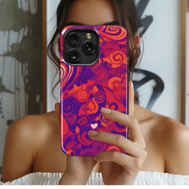 Xiaomi Redmi 12 Abstract Hearts and Swirls - Multicolor Phone Case