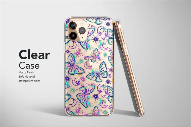 Xiaomi Redmi 13 5G Clear Celestial Neon Moth Mystical Butterfly Phone Case