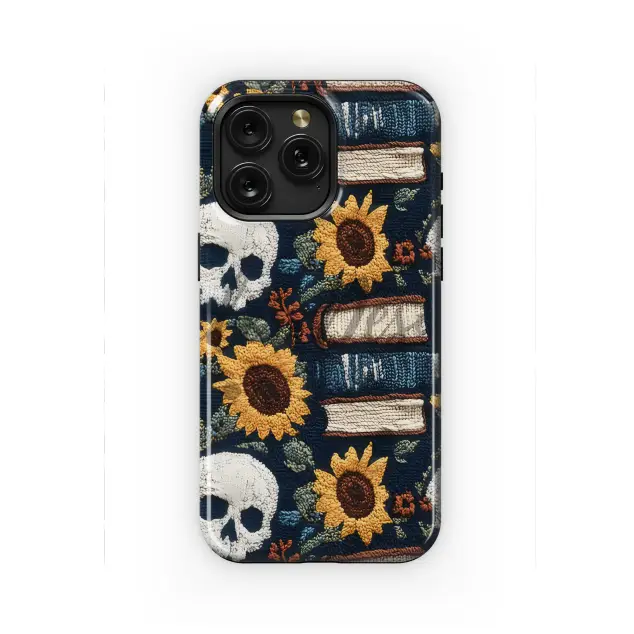Xiaomi Redmi Note 11 Gothic Book Lover Skull Sun Flower Embroidery Phone Case