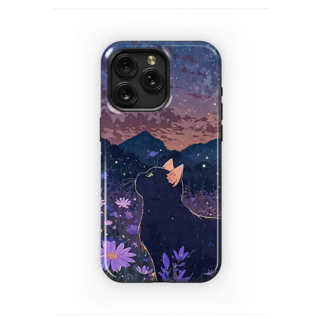 Xiaomi Redmi Note 12 Pro 5G Mystical Black Cat Landscape Flower Field Phone Case
