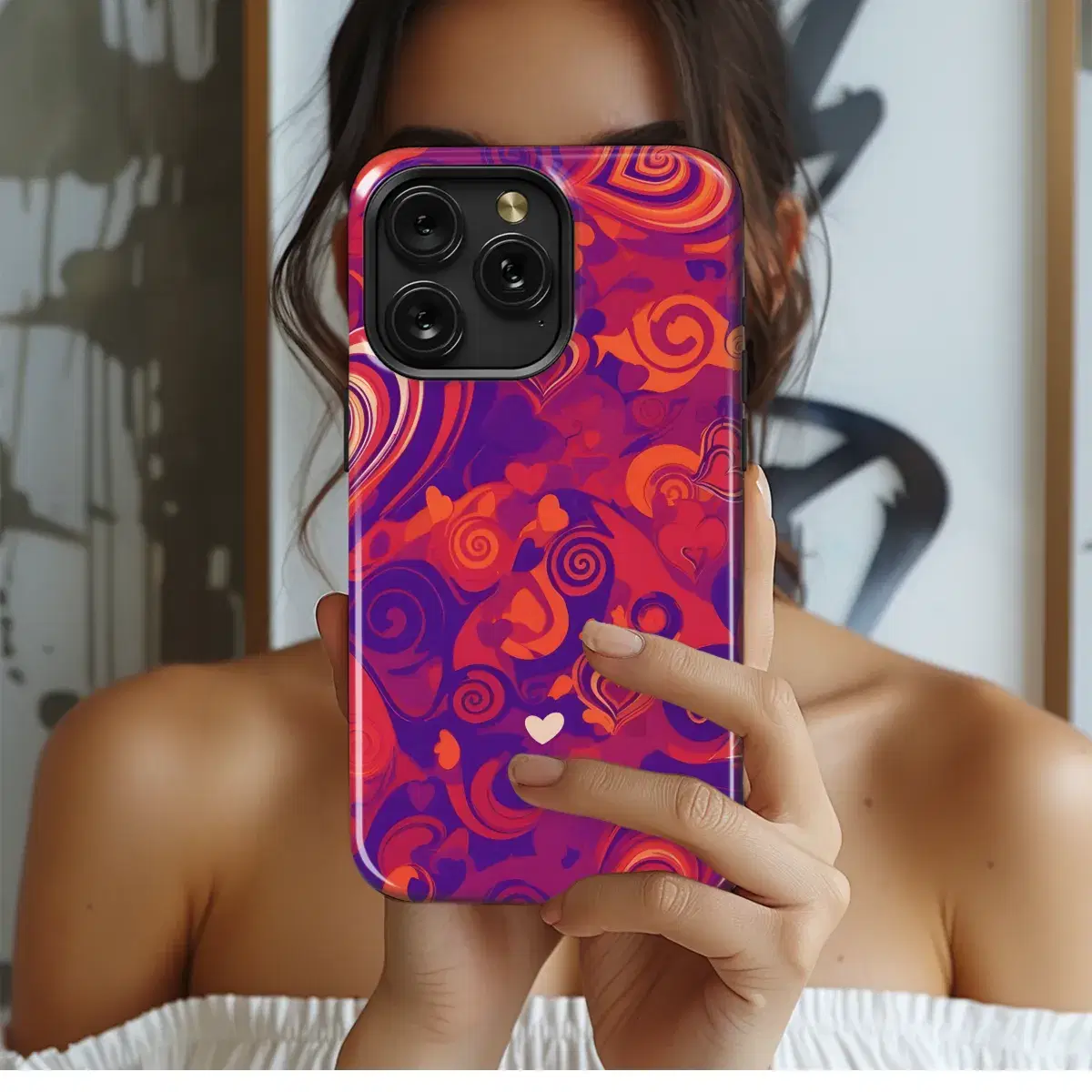 Abstract Hearts and Swirls - Multicolor Phone Case iPhone Samsung Cover Pixel 3115 - Image 1