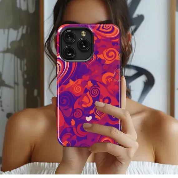 Abstract Hearts and Swirls - Multicolor Phone Case iPhone Samsung Cover Pixel 3115 - Image 1