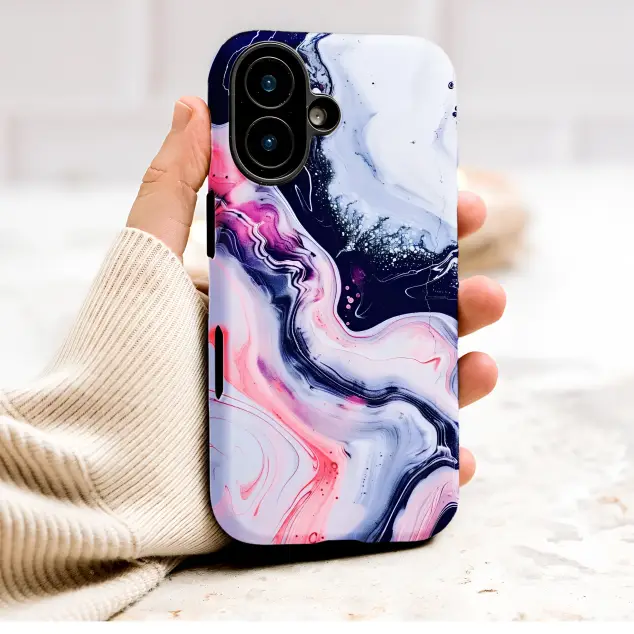 Abstract Marble Swirl Pink and Black Fluid Art Phone Case Cover for iPhone 17 Pro Max 16 15 Plus 14 13 Mini Samsung S26 S25 Pixel 10 9 10110