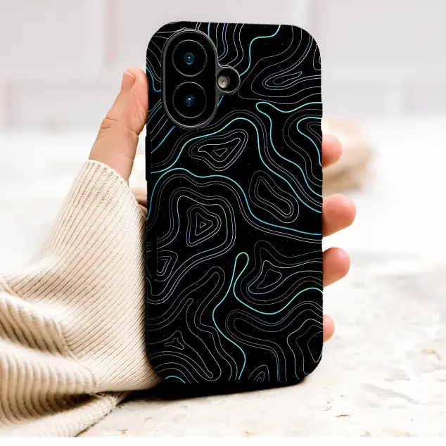 Abstract Topographic Lines Celestial Galaxy Graphic Phone Case Cover for iPhone 17 Pro Max 16 15 13 Samsung S26 S25 Pixel 10106