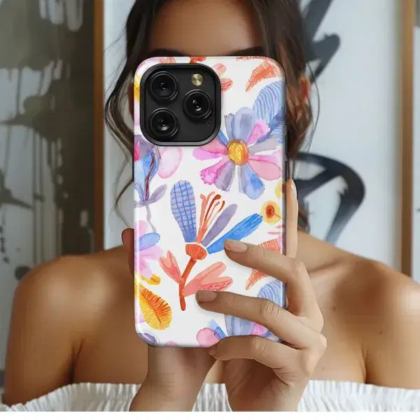 Abstract Watercolor Pink Coral Floral Pattern Phone Case iPhone Samsung Cover Pixel 5439 - Image 1