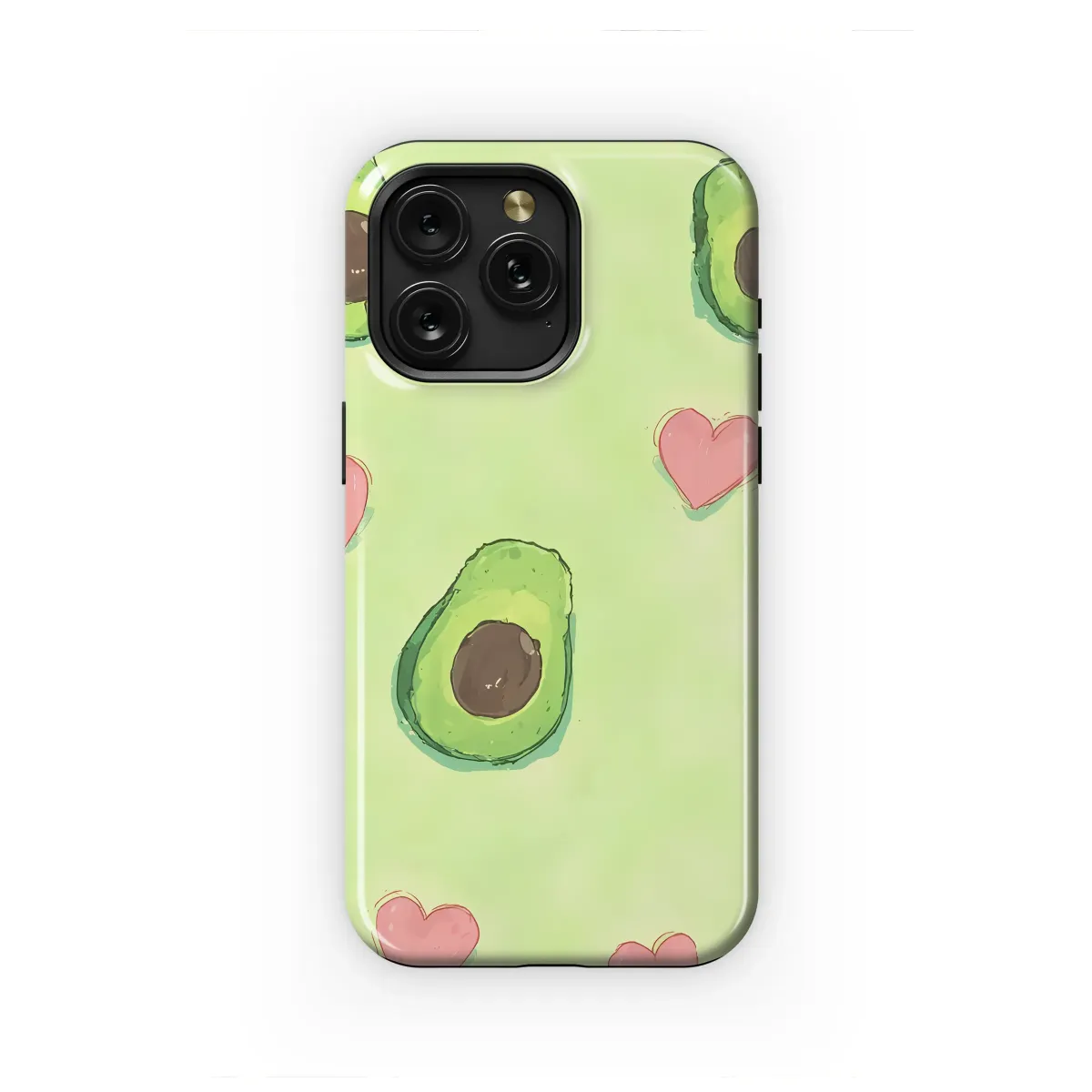Adorable Avocado Heart Doodle Pattern Phone Case iPhone Samsung Cover Pixel 7290 - Image 1