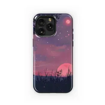 Aesthetic Pink Moon Sky Phone Case iPhone Samsung Cover Pixel 5449 - Image 1