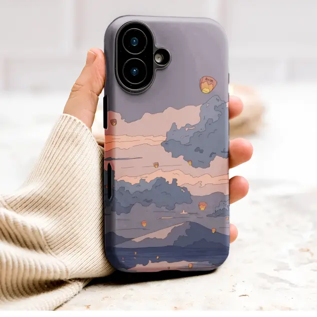 Aesthetic Sky Lantern Festival Japanese LoFi Art Phone Case Cover for iPhone 17 Pro Max 16 15 13 Samsung S25 S24 Pixel 8996