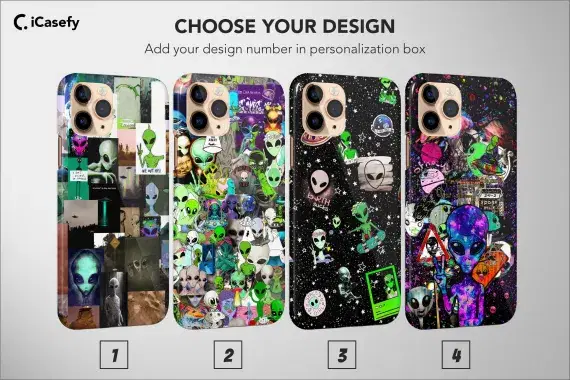 Alien iPhone Case Aesthetic Space Collage Cover Green - Image 1
