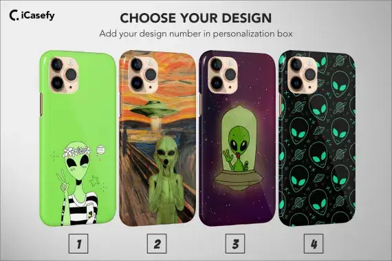 Alien Phone Case Aesthetic Collage Space Green Cover - Image 1