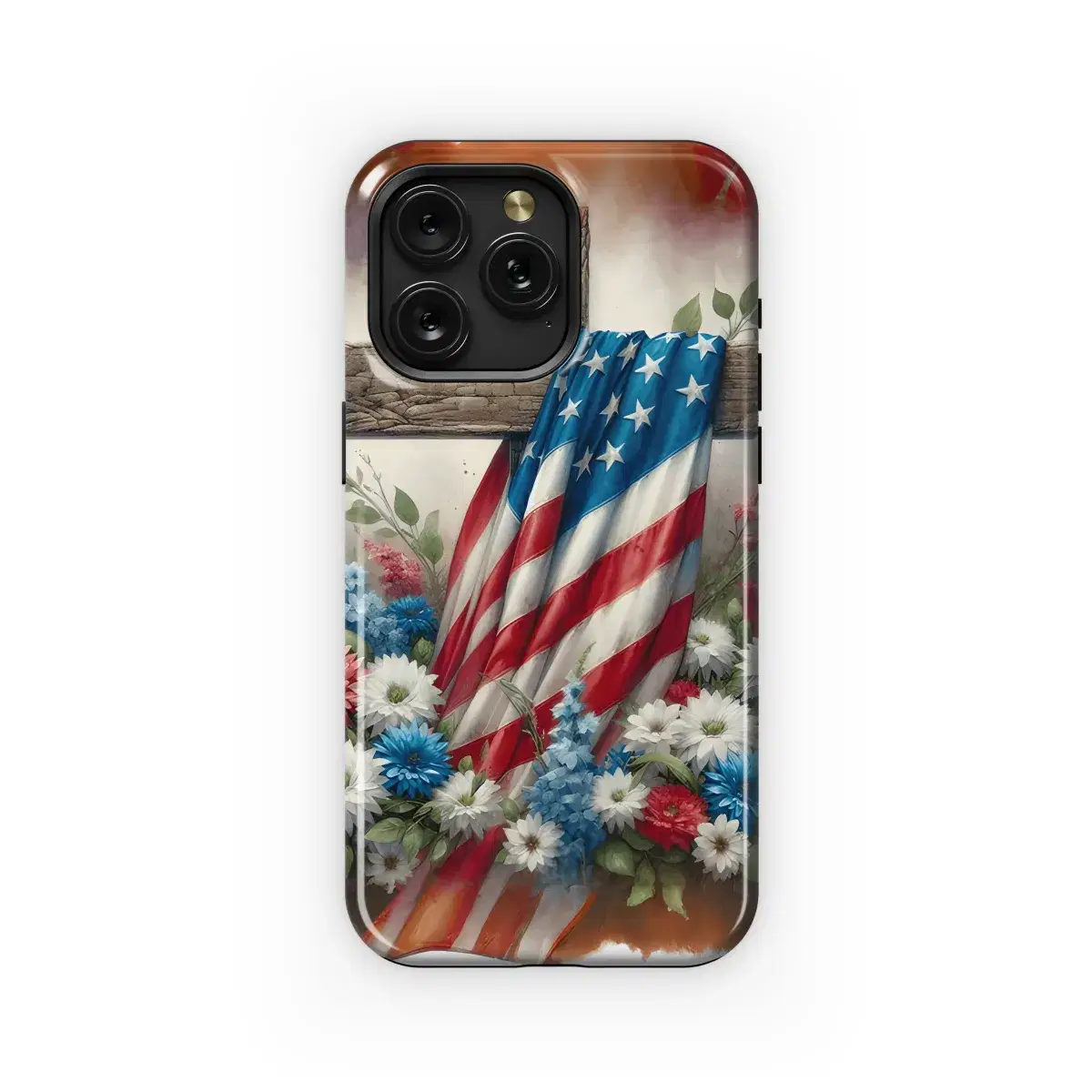 American Flag Memorial Cross Watercolor Phone Case iPhone Samsung Cover Pixel 3106 - Image 1