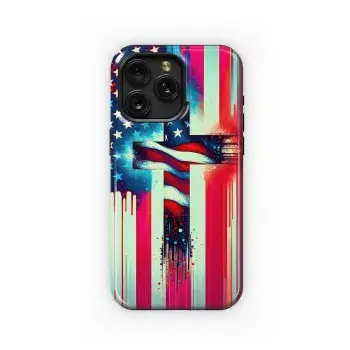 Anime Cross American Flag Bleeding Colors Phone Case iPhone Samsung Cover Pixel 3469 - Image 1