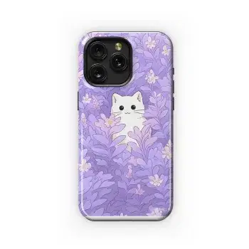 Anime White Cat Lavanda Phone Case iPhone Samsung Cover Pixel 1808 - Image 1