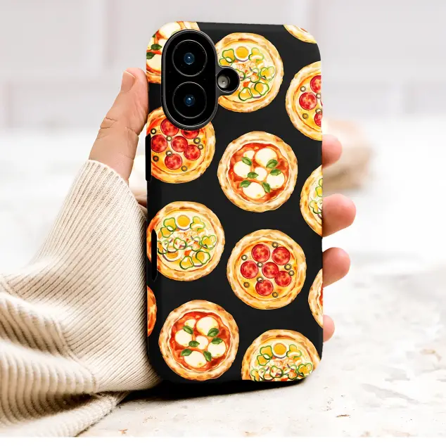 Assorted Pizza Pattern Foodie Illustration Phone Case Cover for iPhone 17 Pro Max 16 15 Plus 14 13 Mini Samsung S26 S25 Pixel 10 9 9755
