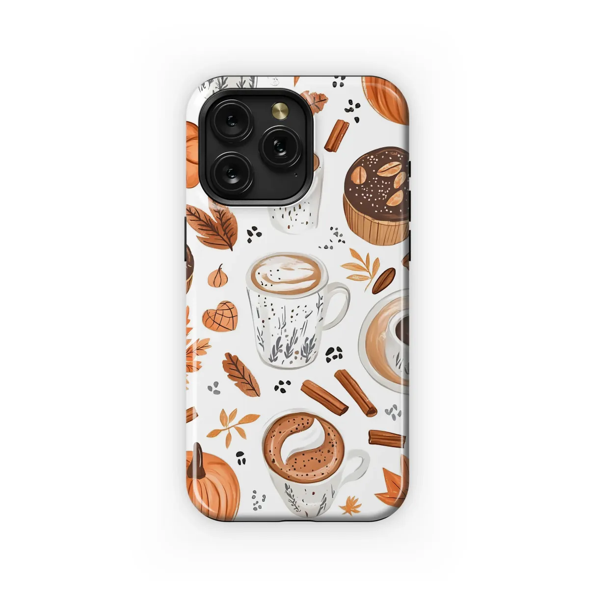 Autumn Coffee Pumpkin Spice Pattern Phone Case Cover for iPhone 17 Pro Max 16 15 Plus 14 13 Mini SE Samsung S25 S24 Google Pixel 10 9 8653 - Image 1