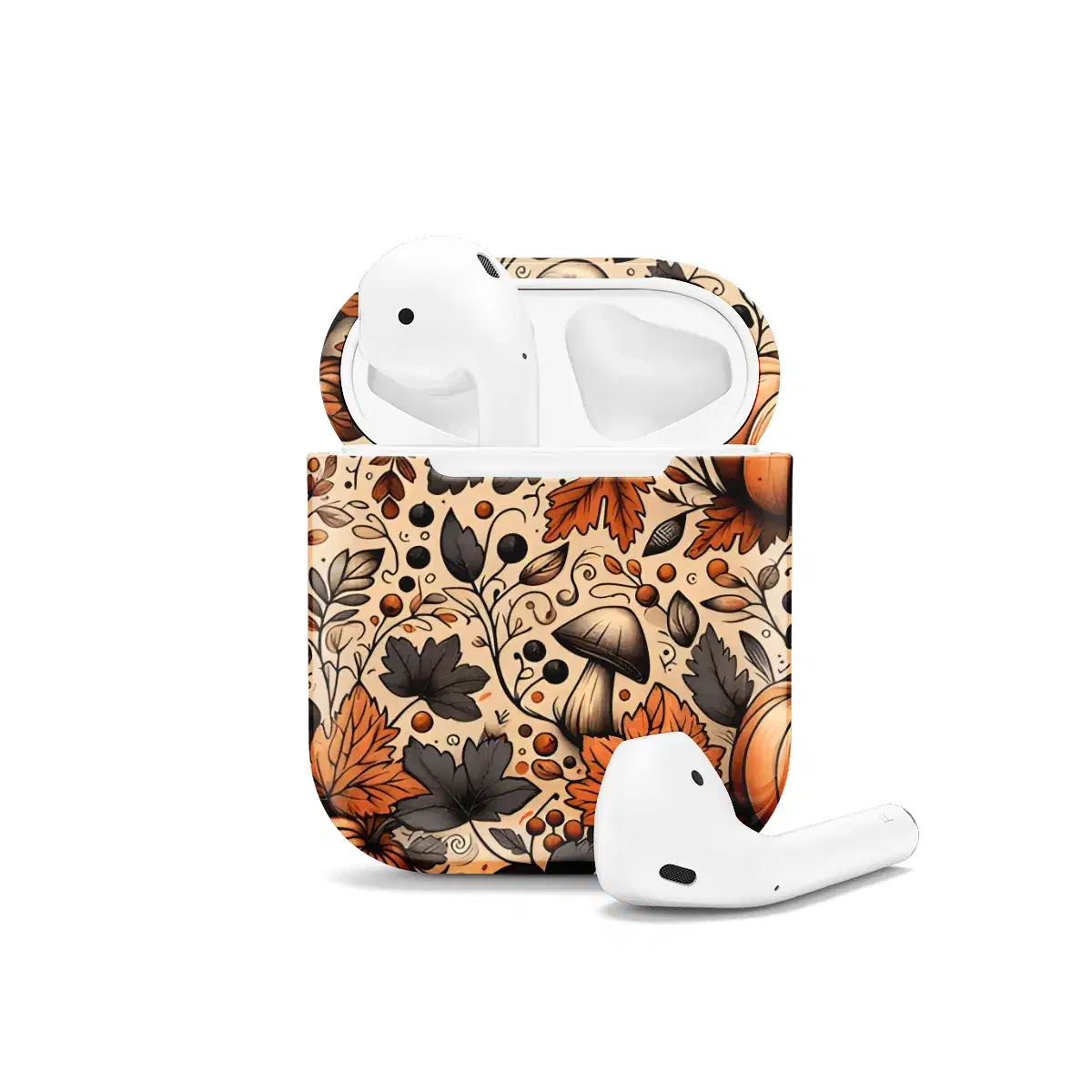 Autumn Fall Mushroom Pumpkin Hand Drawn Leaves AirPods Case AirPods Pro AirPods Pro 2 AirPods 3 AirPods 2 Glossy 1682 - Image 1