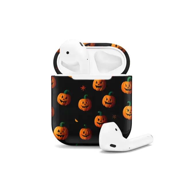 Autumn Halloween Spooky Engraved Head Pumpkin AirPods Case AirPods Pro AirPods Pro 2 AirPods 3 AirPods 2 Glossy 1080