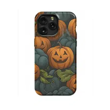 Autumn Halloween Spooky Engraved Head Pumpkin Phone Case iPhone Samsung Cover Pixel 1079 - Image 1