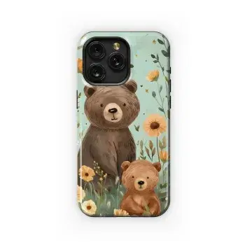 Bear Family in Floral Meadow Phone Case iPhone Samsung Cover Pixel 4942 - Image 1