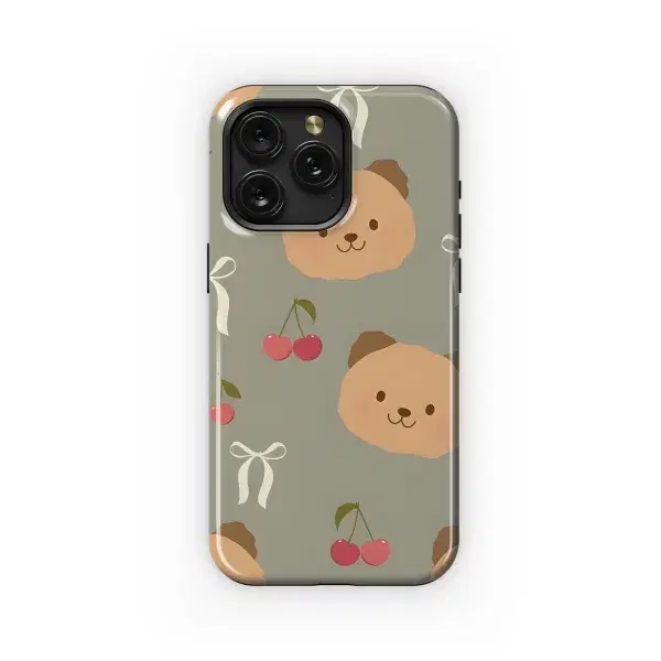 Bear Head Bows and Cherries Phone Case iPhone Samsung Cover Pixel 2632 - Image 1