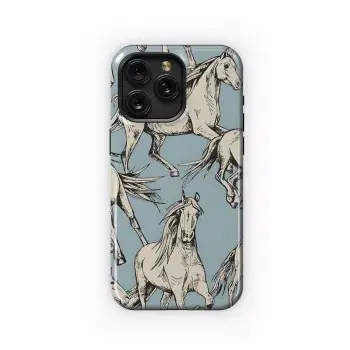 Beige Horses Blue Phone Case iPhone Samsung Cover Pixel 2702 - Image 1