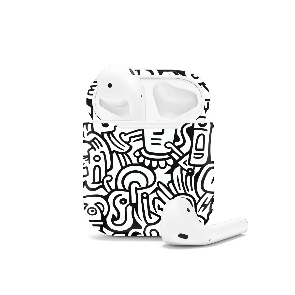 Black and White Noodle AirPods Case AirPods Pro AirPods Pro 2 AirPods 3 AirPods 2 Glossy 1451 - Image 1