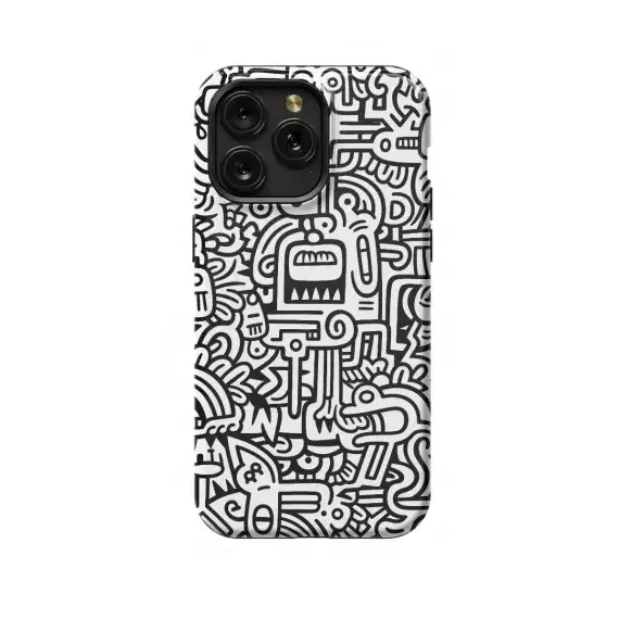 Black and White Noodle Phone Case iPhone Samsung Cover Pixel 1450 - Image 1