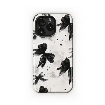 Black Bow Watercolor Print Phone Case iPhone Samsung Cover Pixel 4540 - Image 1