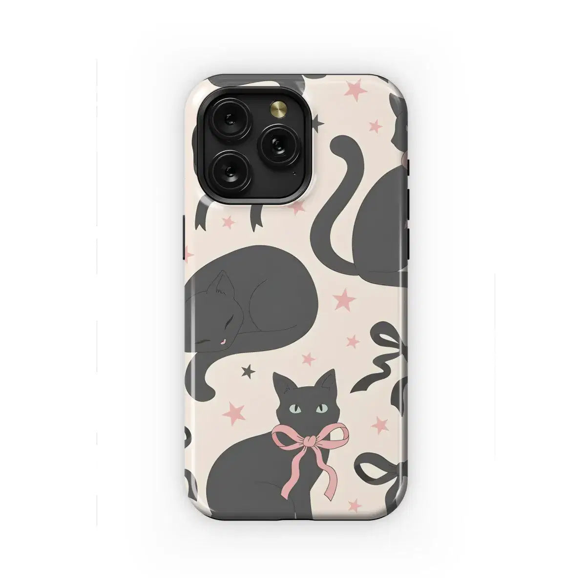 Black Cat Coquette Pattern Phone Case iPhone Samsung Cover Pixel 2177 - Image 1