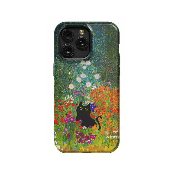 Black Cat Flower Gustav Phone Case iPhone Samsung Pixel & More - Image 1