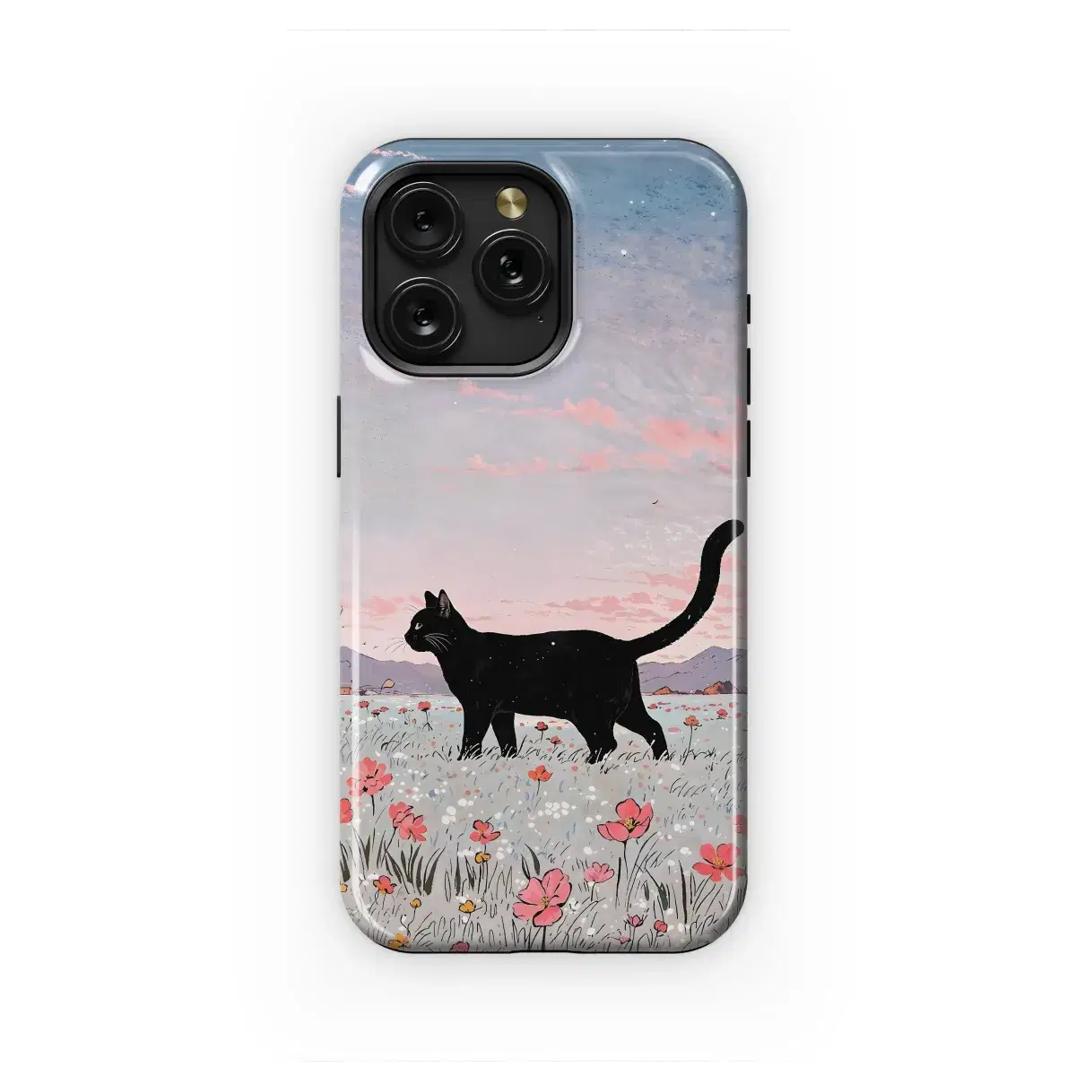 Black Cat in Bloom
 Phone Case iPhone Samsung Cover Pixel 4162 - Image 1