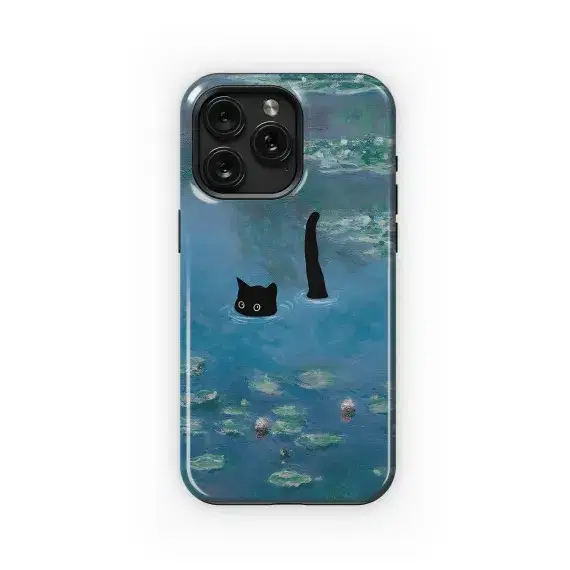 Black Cat Monet Lilies
 Phone Case iPhone Samsung Cover Pixel 4659 - Image 1