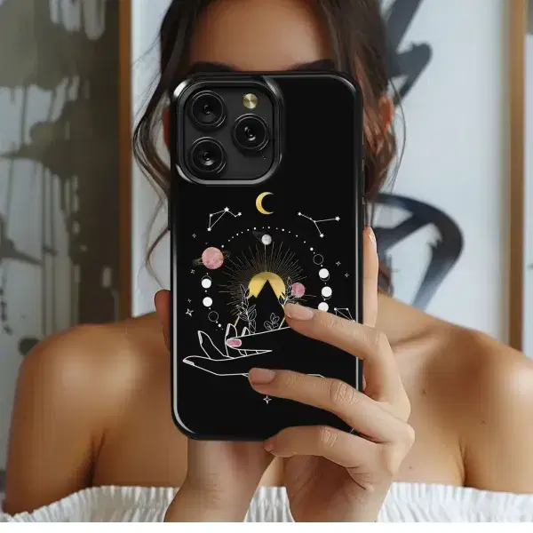 Black Cat Moon Garden Phone Case iPhone Samsung Cover Pixel 5391 - Image 1