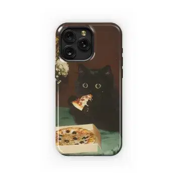 Black Cat Pizza Lover
 Phone Case iPhone Samsung Cover Pixel 5597 - Image 1