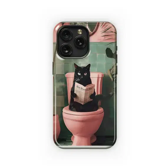 Black Cat Toilet Reader
 Phone Case iPhone Samsung Cover Pixel 4658 - Image 1