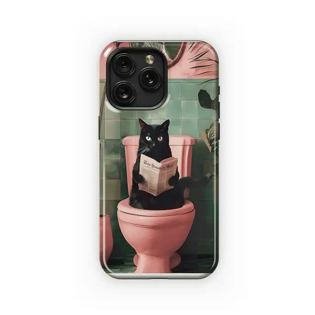Black Cat Toilet Reader
 Phone Case iPhone Samsung Cover Pixel 4658