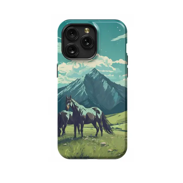 Black Horse in Wild Mountains Phone Case iPhone Samsung Pixel & More 396